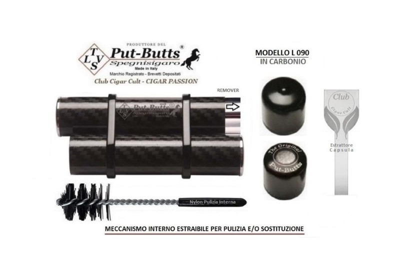 Put-Butts Spegnisigaro in CARBONIO con 1 portasigaro - Made in Italy -