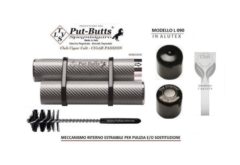 Put-Butts Spegnisigaro in ALUTEX con 1 portasigaro - Made in Italy -