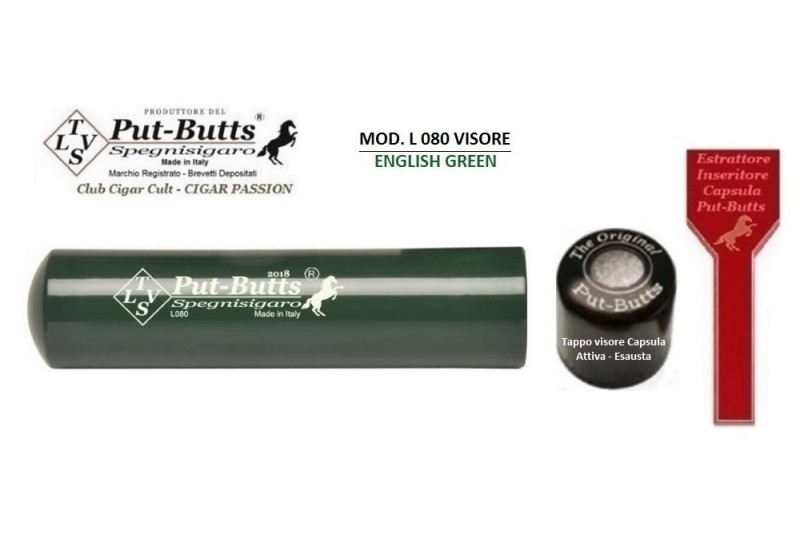 Put-Butts Spegnisigaro Singolo L 080 VISORE Colore English Green - Made in Italy -