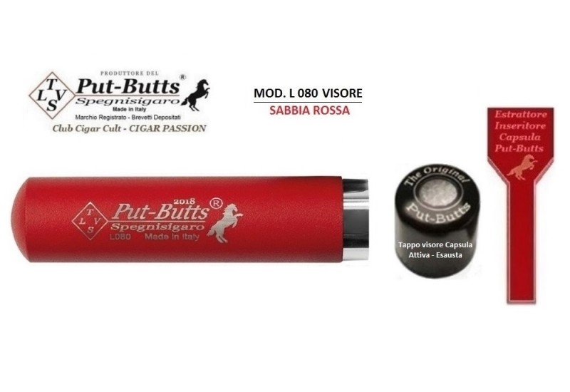 Put-Butts Spegnisigaro Singolo L 080 VISORE Colore Sabbia Rossa - Made in Italy -