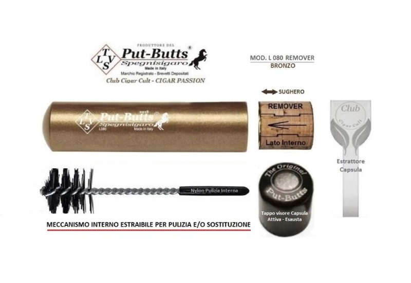 Put-Butts Spegnisigaro Singolo L 080 REMOVER Colore Bronzo - Made in Italy -