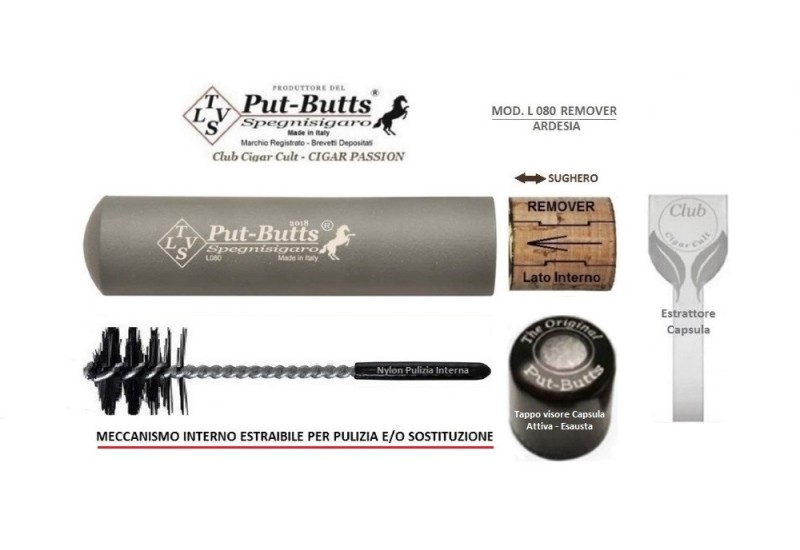 Put-Butts Spegnisigaro Singolo L 080 REMOVER Colore Ardesia - Made in Italy -