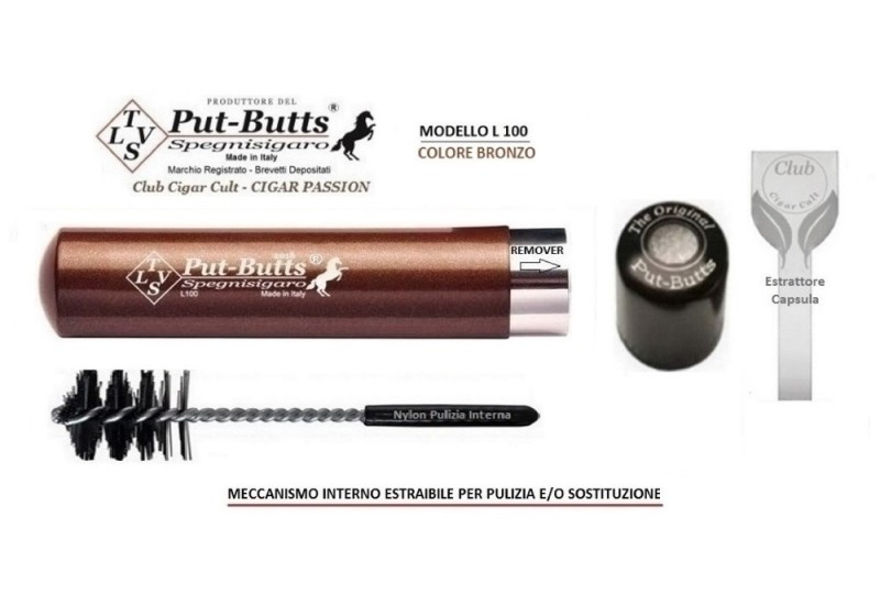 Put-Butts Spegnisigaro Singolo L 100 REMOVER Colore Bronzo - Made in Italy -