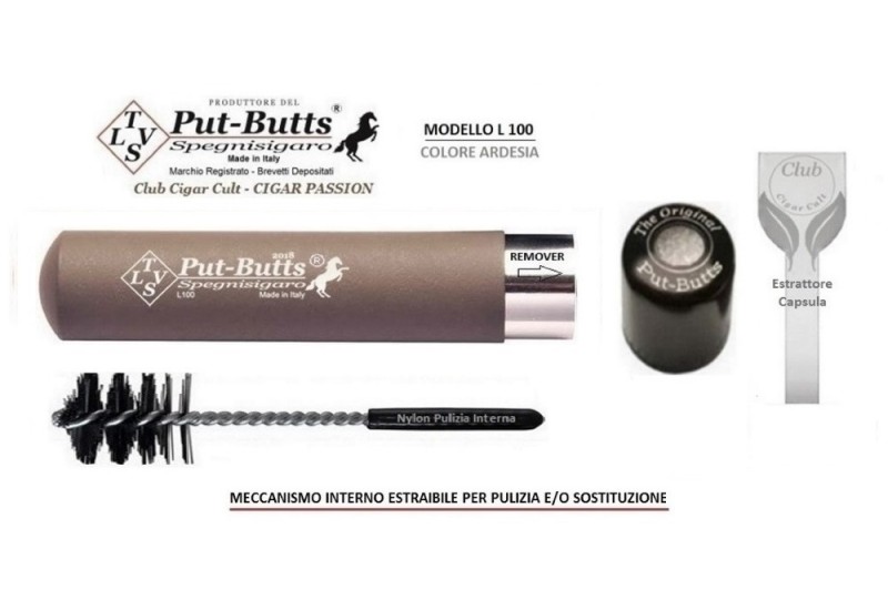 Put-Butts Spegnisigaro Singolo L 100 REMOVER Colore Ardesia - Made in Italy -