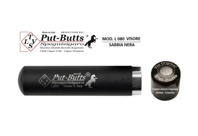 Put-Butts Spegnisigaro Mod. L 080 Tappo Visore Capsula Attiva-Esausta Colore Sabbia Nera - Made in Italy - Put-Butts Spegnisigaro Mod. L 080 Tappo Visore Capsula Attiva-Esausta Colore Sabbia Nera - Made in Italy -