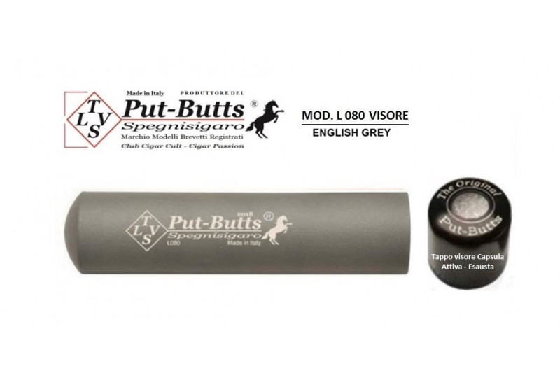 Put-Butts Spegnisigaro Mod. L 080 Tappo Visore Capsula Attiva-Esausta Colore English Grey - Made in Italy - Put-Butts Spegnisigaro Mod. L 080 Tappo Visore Capsula Attiva-Esausta Colore English Grey - Made in Italy -